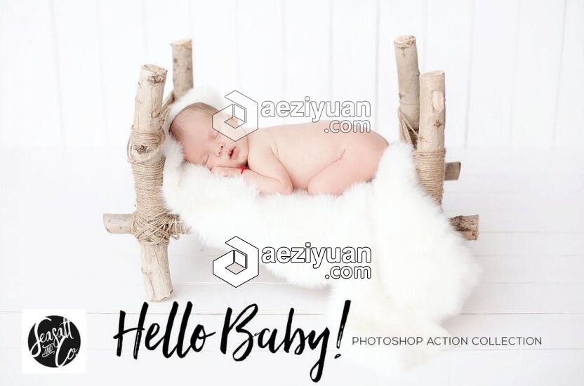 大师级新生儿摄影后期润饰PS动作Hello Baby! Action Collection  AE资源素材社区 www.aeziyuan.com