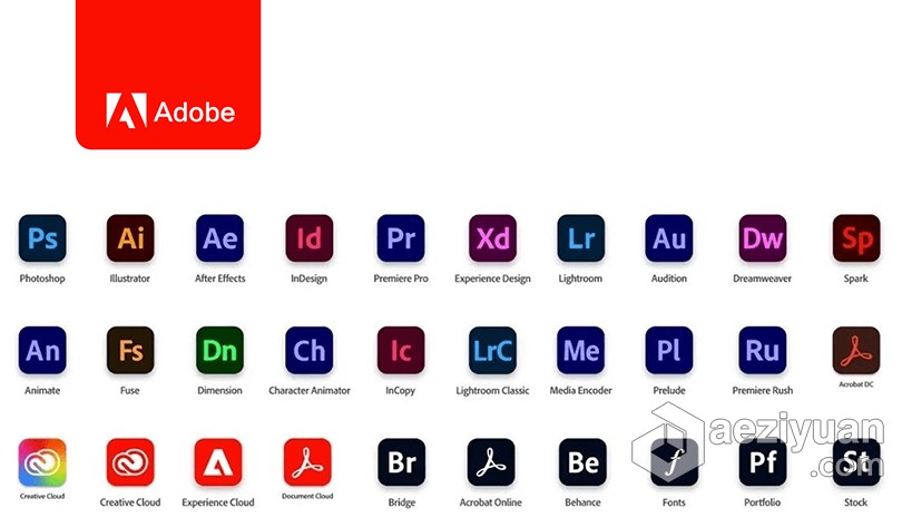 Adobe 2021系列软件全家桶合集下载 Win/Mac 苹果支持M1 持续更新  AE资源素材社区 www.aeziyuan.com